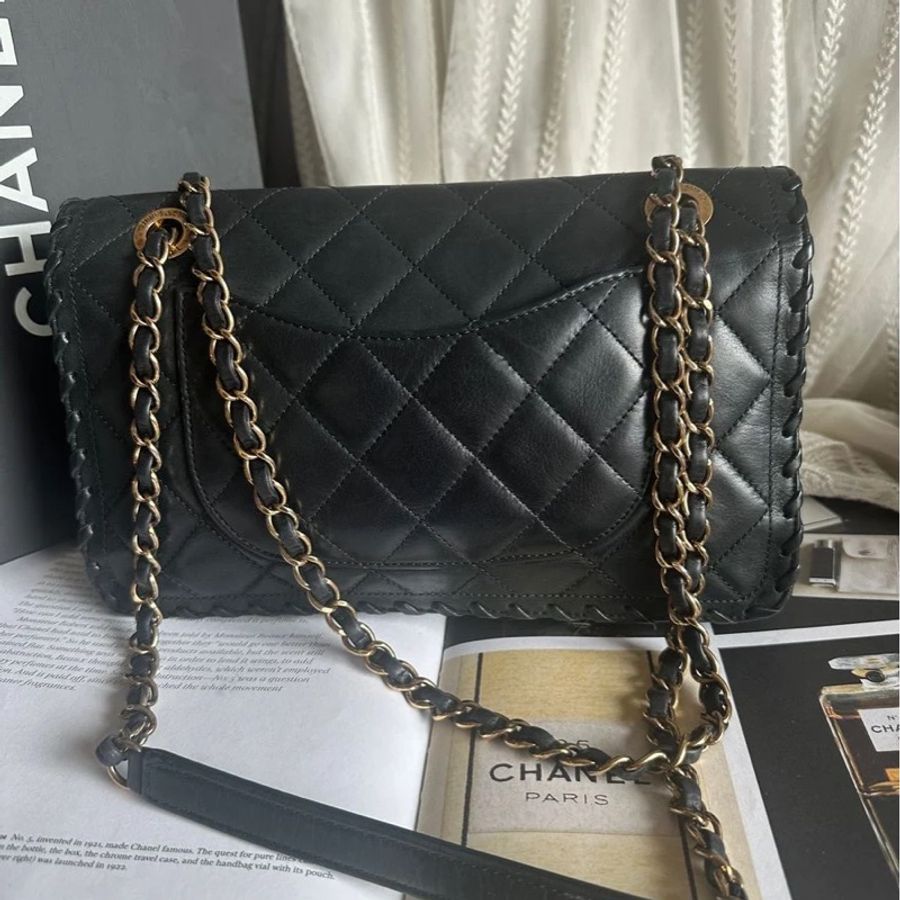 香奈兒單蓋包黑色小牛皮單蓋鏈條包 肩背包 斜背包 香奈兒 bag 斜挎包 單蓋包 CC chanel black calfskin single flap chain-11