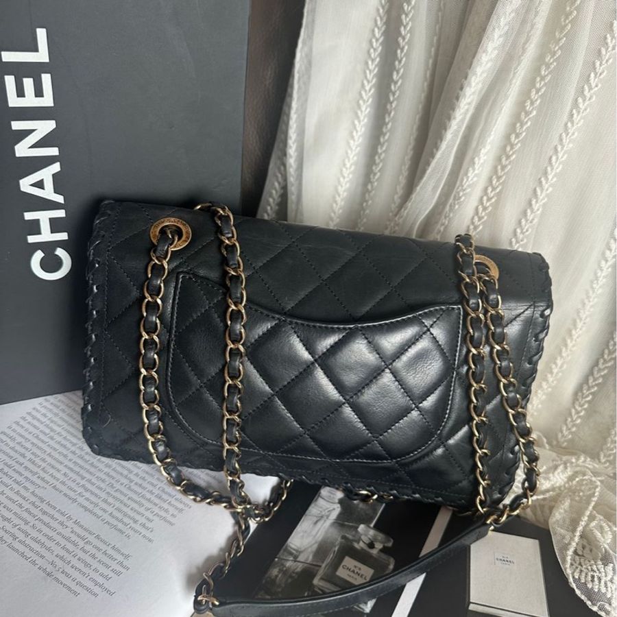 香奈兒單蓋包黑色小牛皮單蓋鏈條包 肩背包 斜背包 香奈兒 bag 斜挎包 單蓋包 CC chanel black calfskin single flap chain-22