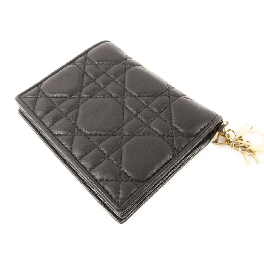 Dior 羊皮皮革Mini Lady Dior Gardenia Wallet金扣錢包-3