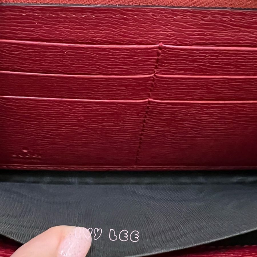 GUCCI 410102 花卉圖案 紅 ㄇ字拉鍊長夾 正品 二手精品-12