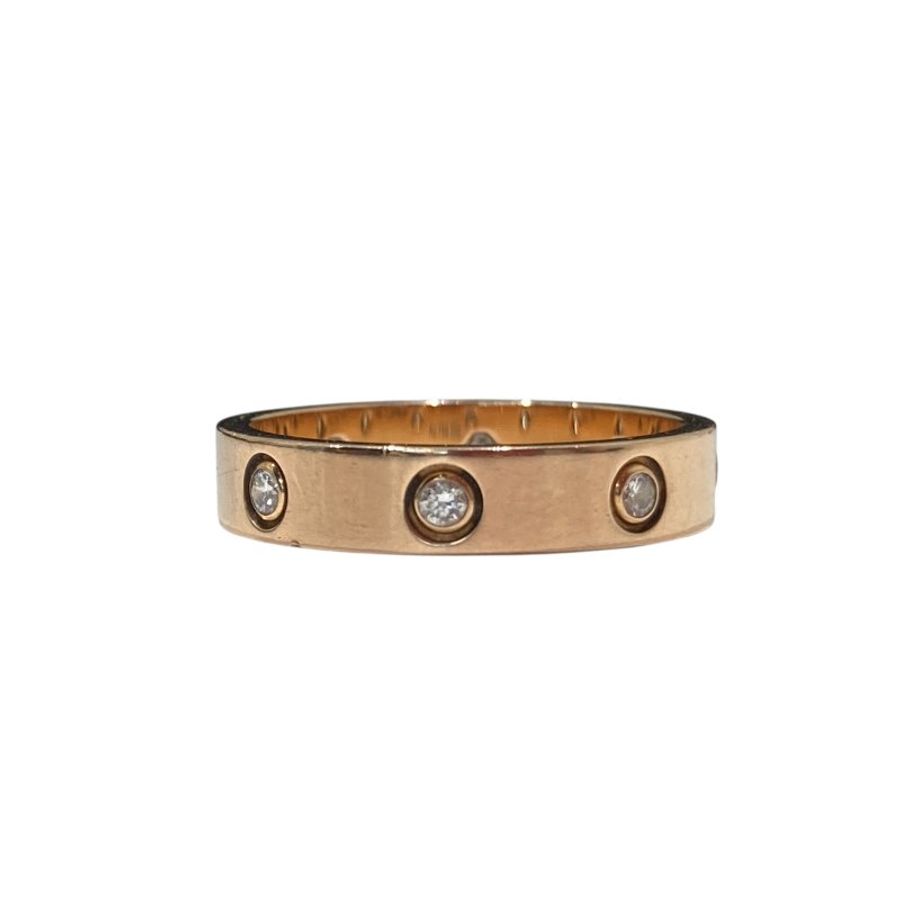 CARTIER 卡地亞 LOVE RING 8鑽 SIZE:54 Au750 玫瑰金 戒指-3