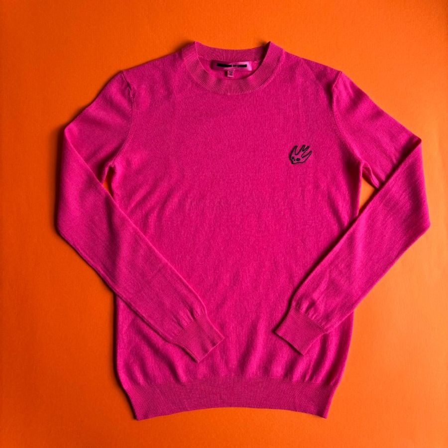 ::Alexander McQueen:: 燕子刺繡桃紅色桃醫 Pink Embroidered Logo Women Sweatshirt MCQ-0