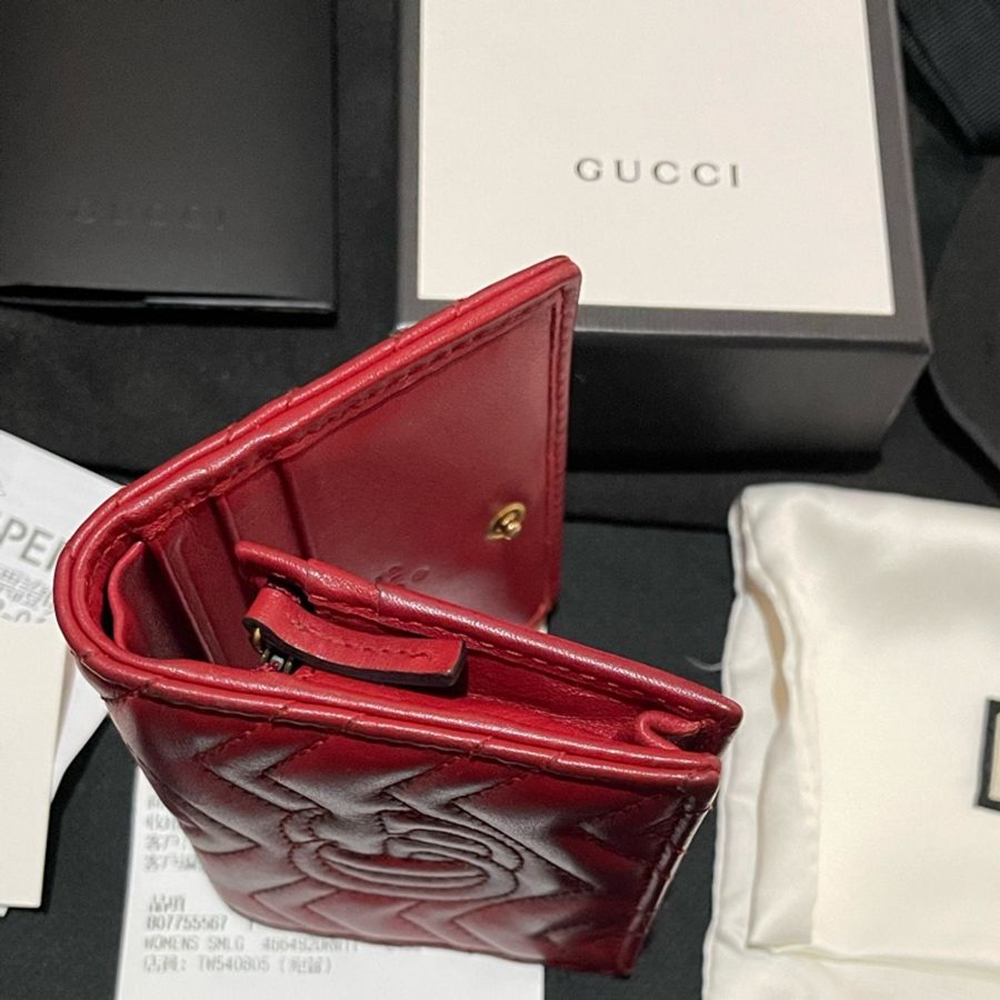 Gucci MARMONT 馬夢系列金釦紅色短夾（付台灣購證）-20