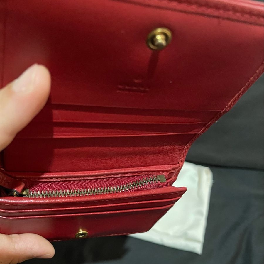 Gucci MARMONT 馬夢系列金釦紅色短夾（付台灣購證）-21