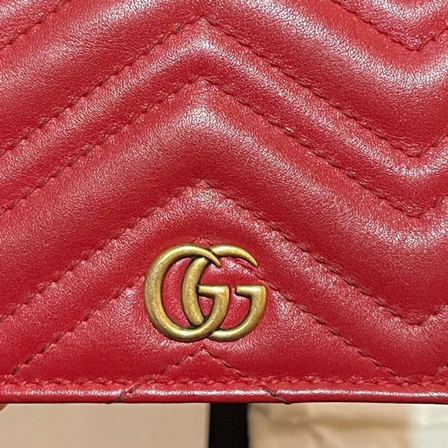 Gucci MARMONT 馬夢系列金釦紅色短夾（付台灣購證）-22
