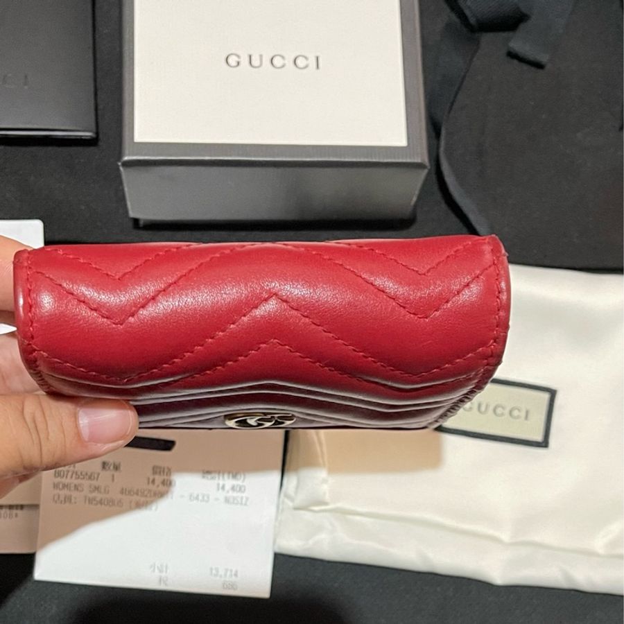 Gucci MARMONT 馬夢系列金釦紅色短夾（付台灣購證）-36