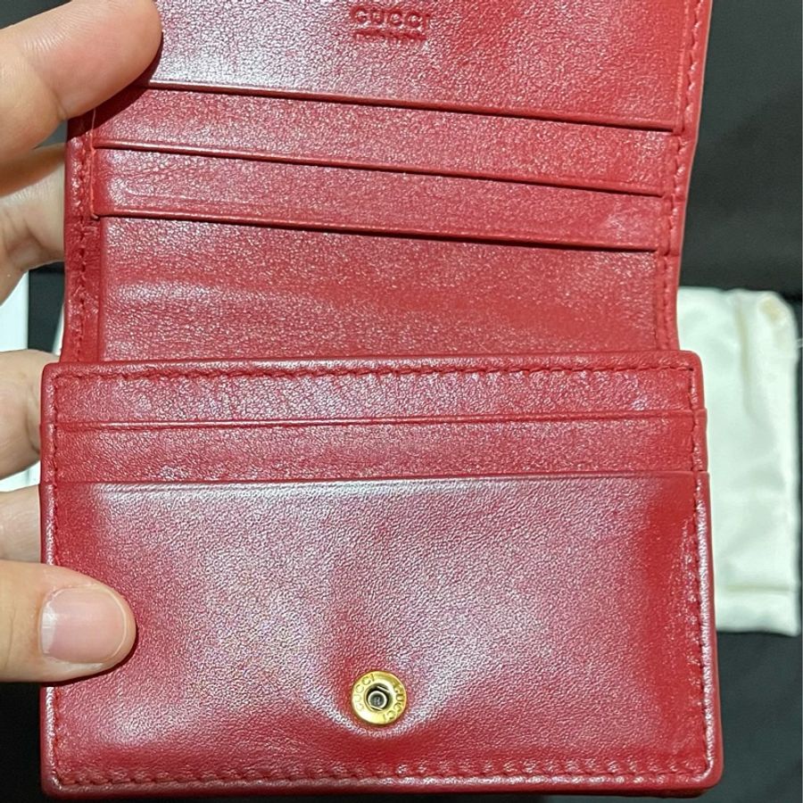 Gucci MARMONT 馬夢系列金釦紅色短夾（付台灣購證）-44