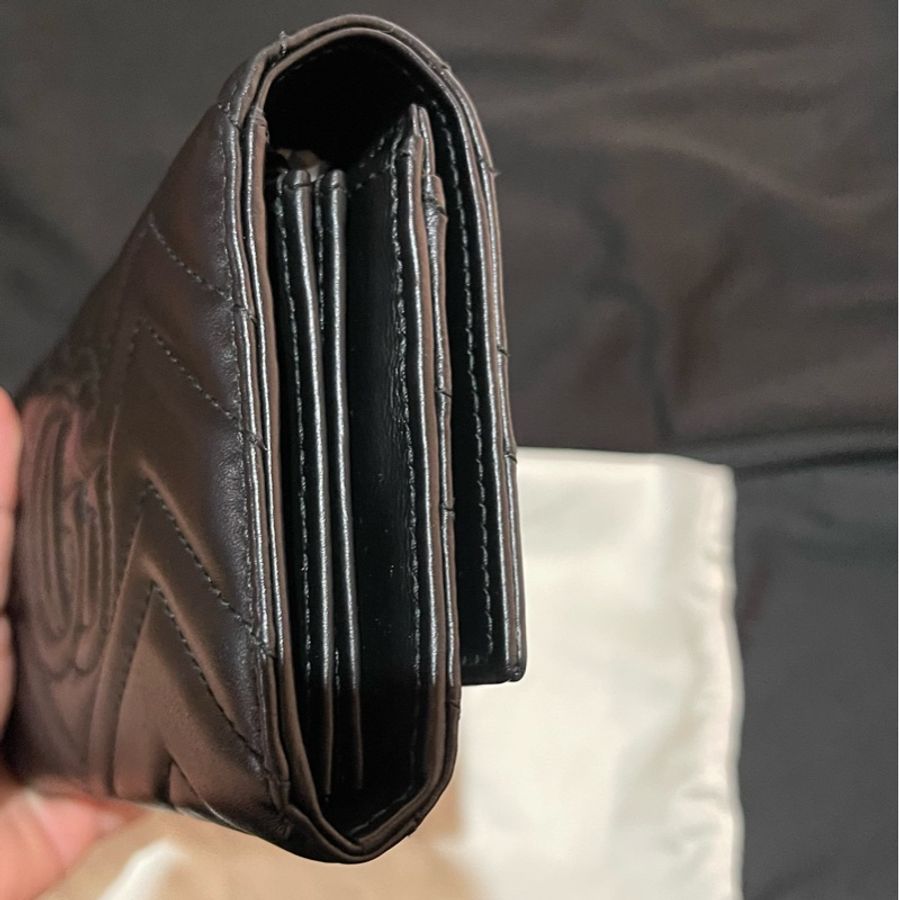 Gucci MARMONT馬夢系列金釦黑色長夾-9