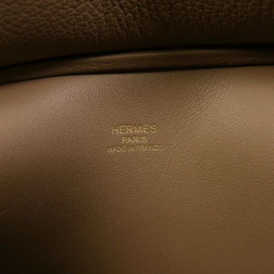 HERMES Evercolor皮革Mini Jypsiere金扣肩背袋Etoupe-5
