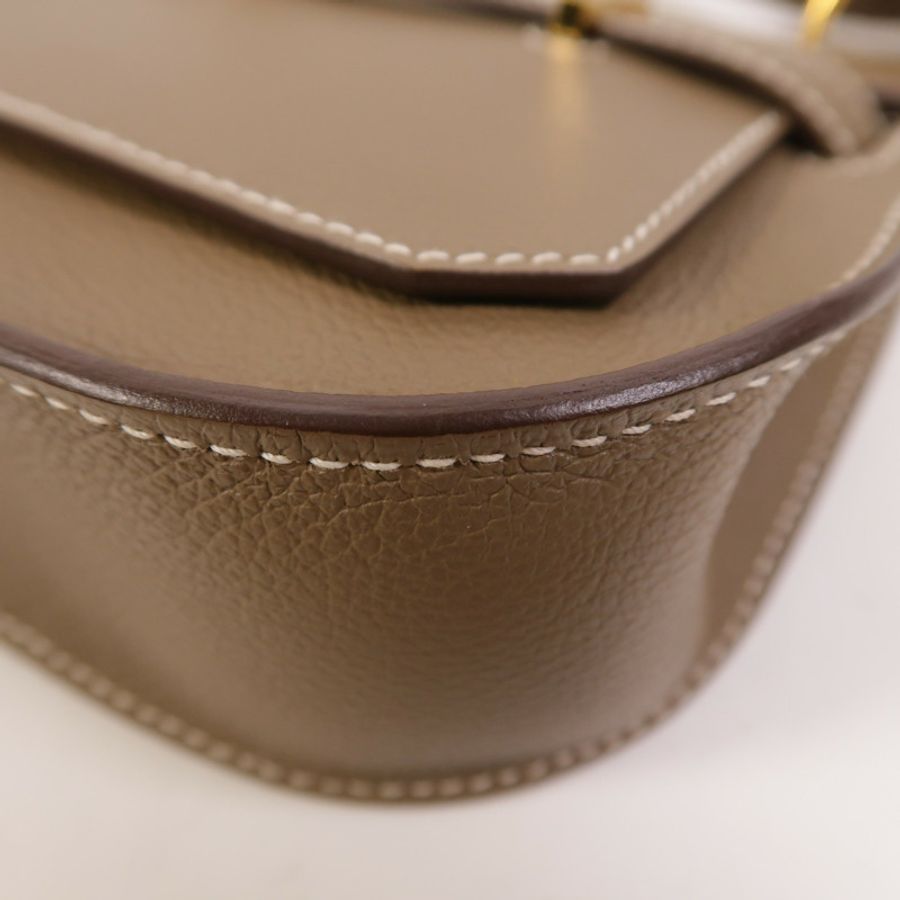 HERMES Evercolor皮革Mini Jypsiere金扣肩背袋Etoupe-10