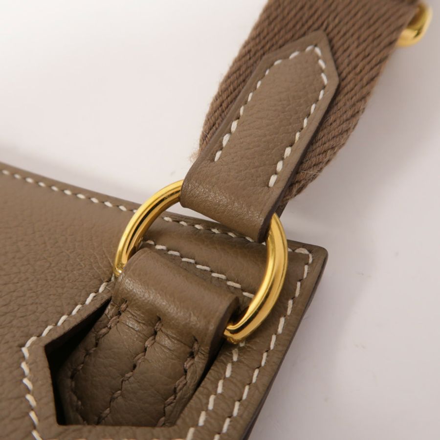 HERMES Evercolor皮革Mini Jypsiere金扣肩背袋Etoupe-14