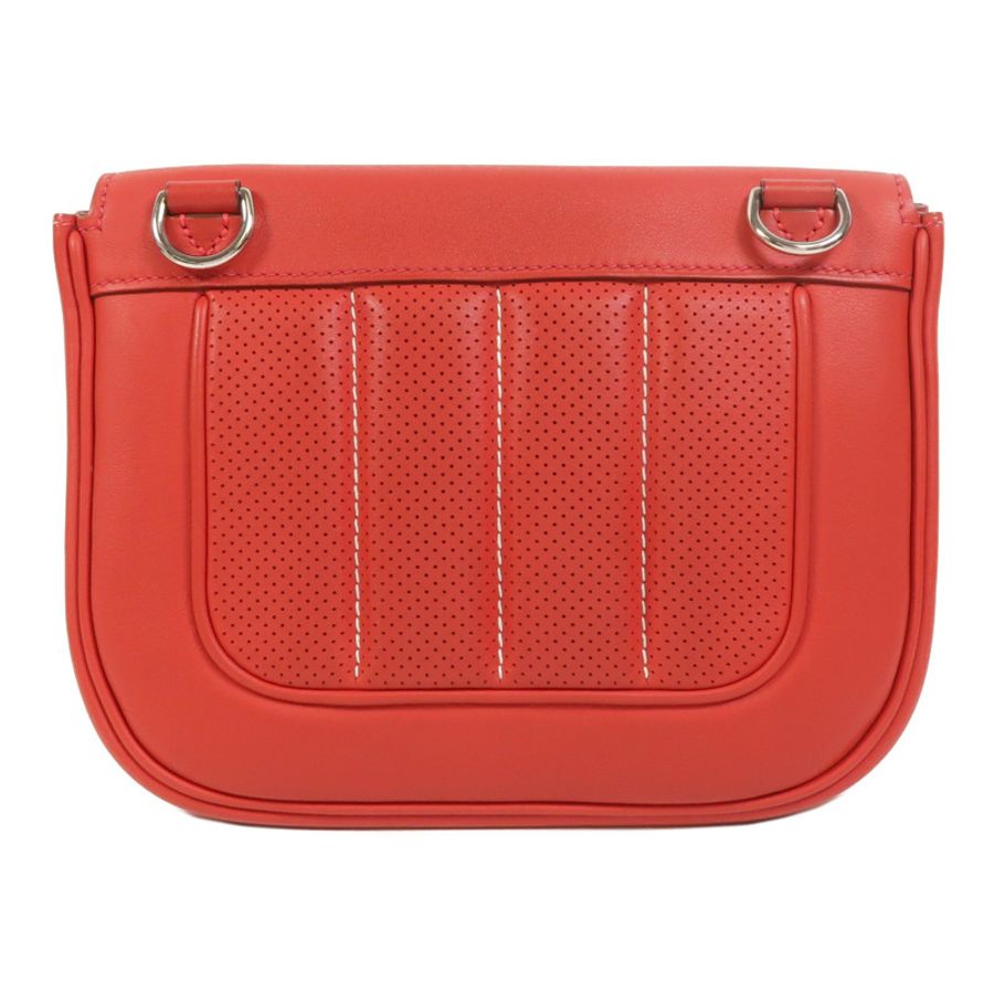 HERMES Swift皮革Berline Mini銀扣肩背袋Vermillon-1