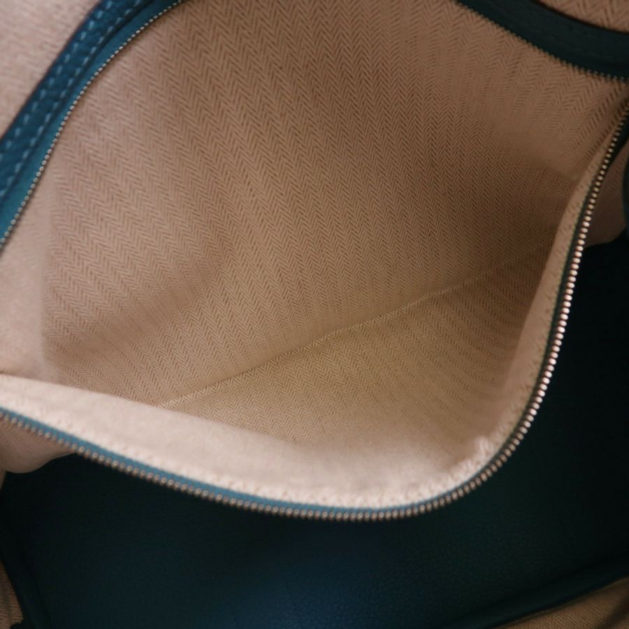 HERMES Negonda皮革Garden Party PM銀扣手挽袋Bleu Izmir-15