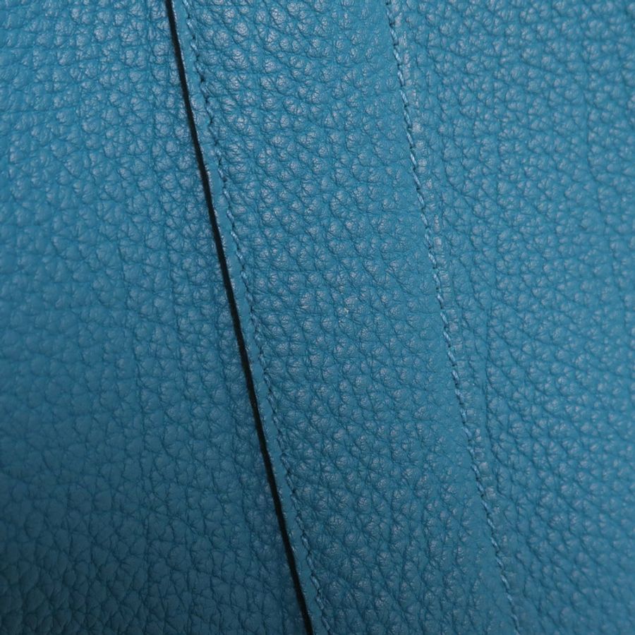 HERMES Negonda皮革Garden Party PM銀扣手挽袋Bleu Izmir-16