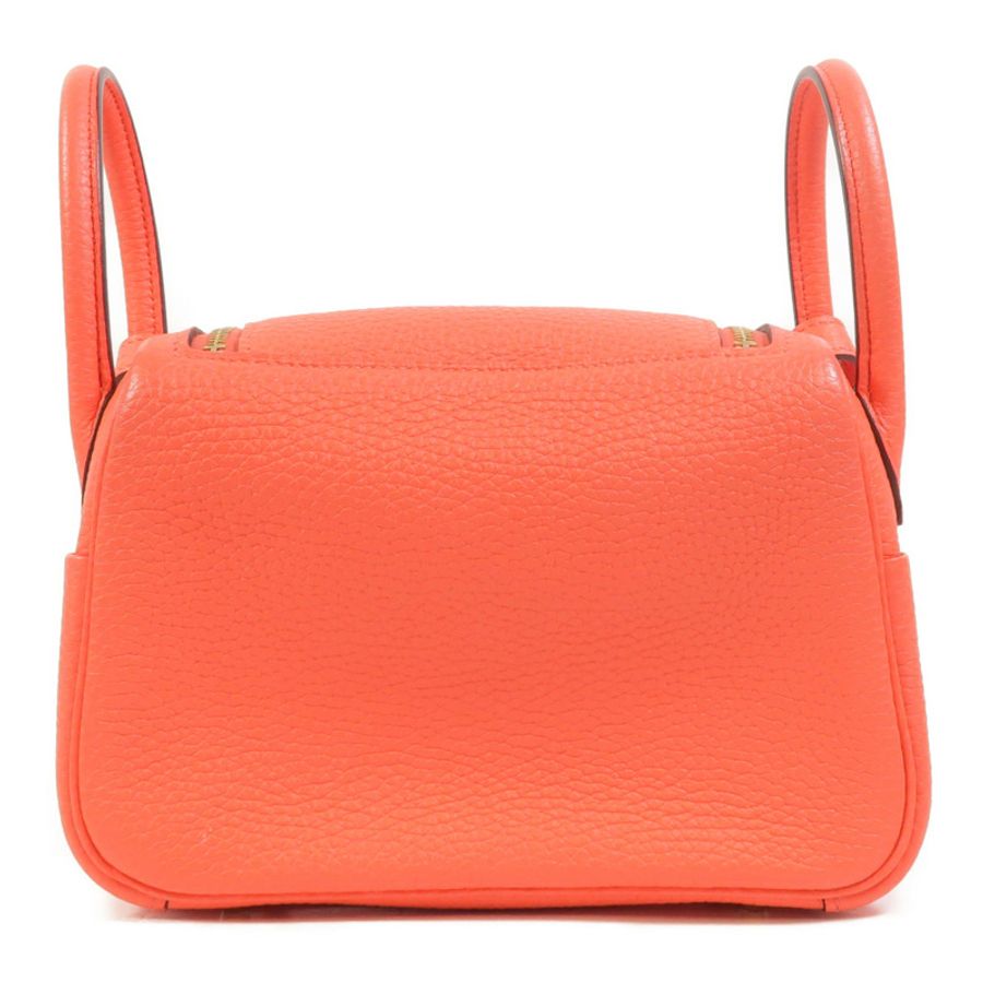 HERMES Clemence皮革Mini Lindy金扣手挽肩背兩用袋Rose Texas-1