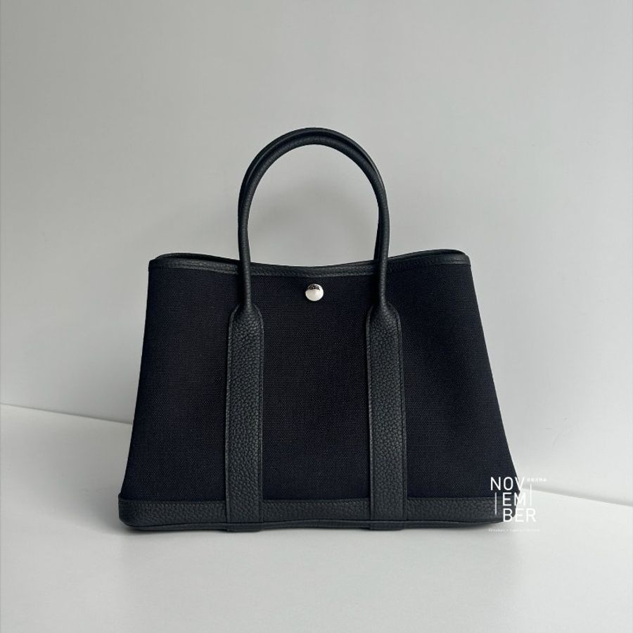 全新全配有購證🙌🏻 Hermès 愛馬仕 Garden Party 30 帆布黑🖤 花園包💐-0