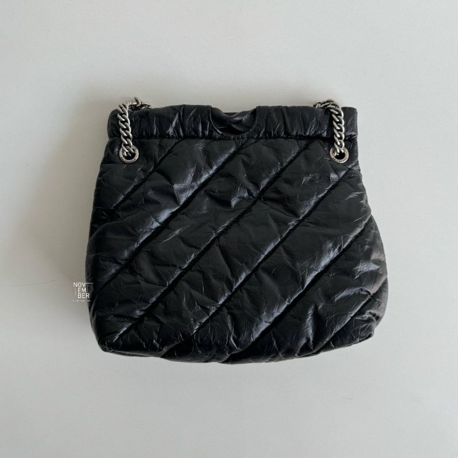 99新🆕 Balenciaga 巴黎世家 Crush BB Tote 垃圾袋 黑色銀釦-5