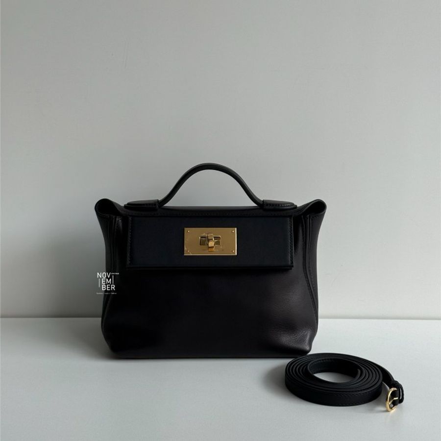 99新🆕 有購證🙌🏻 Hermès 愛馬仕 2424 mini 黑色金釦-0