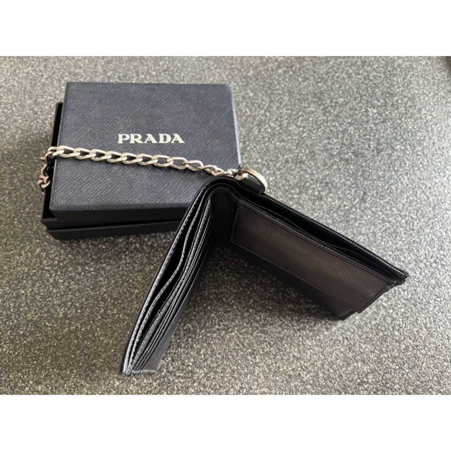 Prada 男女可用皮夾 Rocker 風 可放零錢 99成新-9