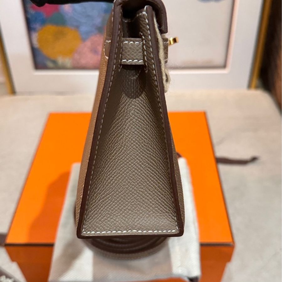 全新全配愛馬仕mini kelly2代大象灰金扣W刻-8