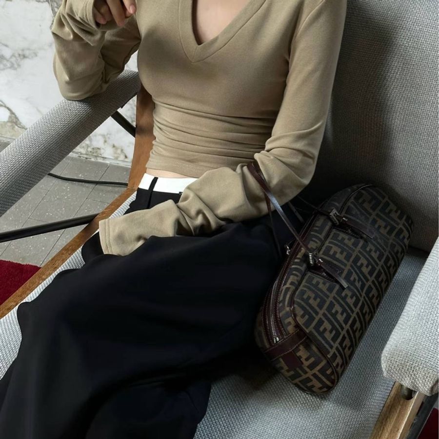 fendi vintage zucca 胡桃木 老花 長棍 法棍包 手提包 肩背包 側背包-3