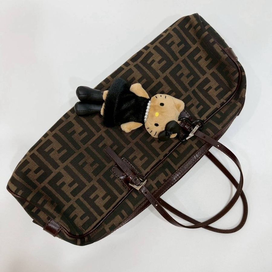 fendi vintage zucca 胡桃木 老花 長棍 法棍包 手提包 肩背包 側背包-8
