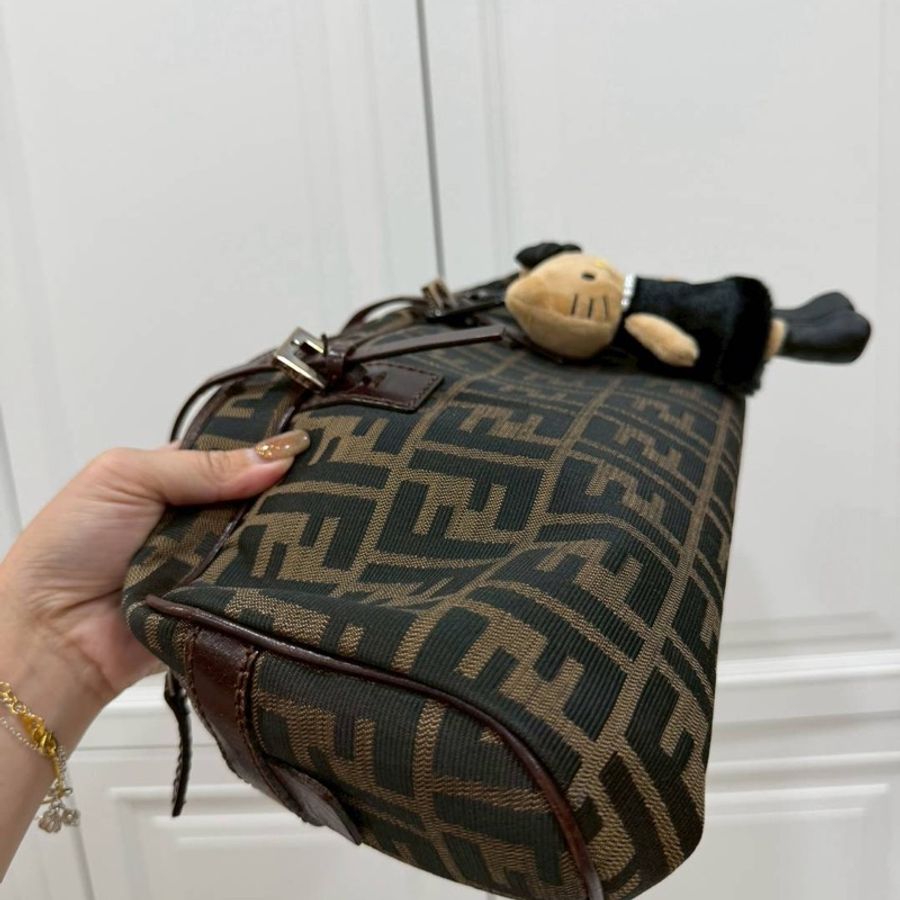 fendi vintage zucca 胡桃木 老花 長棍 法棍包 手提包 肩背包 側背包-12