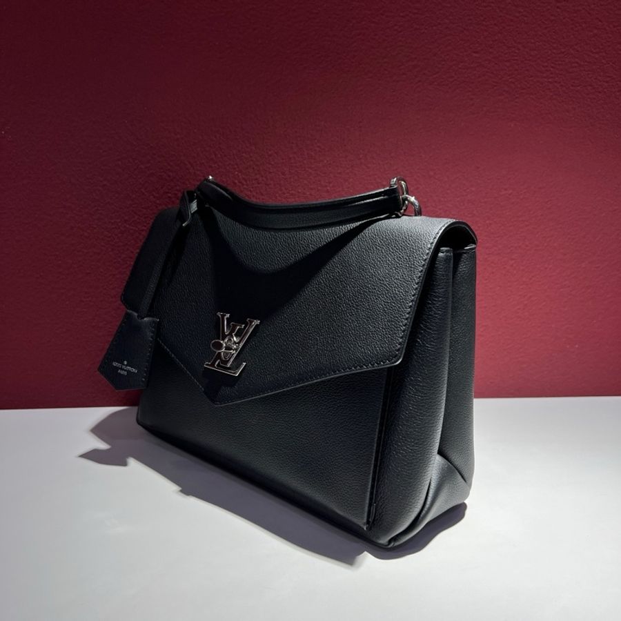路易威登/Louis Vuitton Lock me系列 銀扣 荔枝紋 黑色斜挎包 手提包 尺寸：27*9*20 cm-2