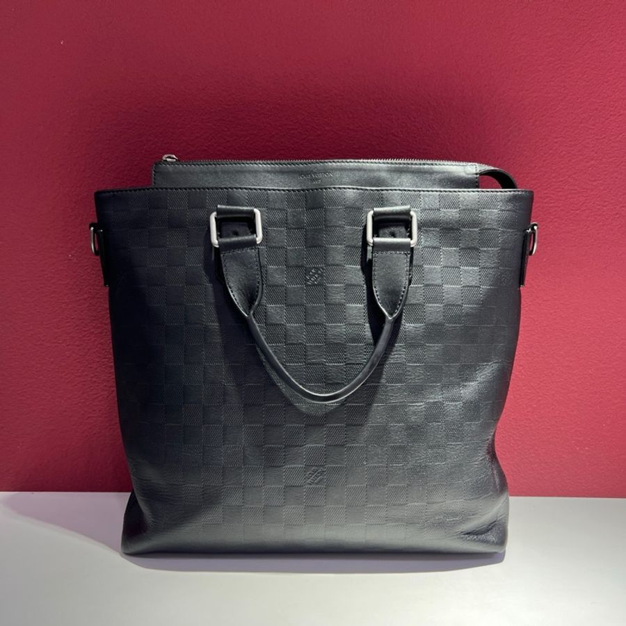 路易威登/Louis Vuitton 經典棋盤格黑色公文包 手提包無附件-0