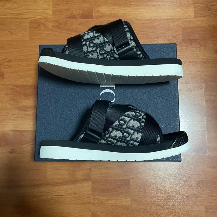 DIOR迪奧Alpha Oblique印花拖鞋 男款 黑色 40碼-1