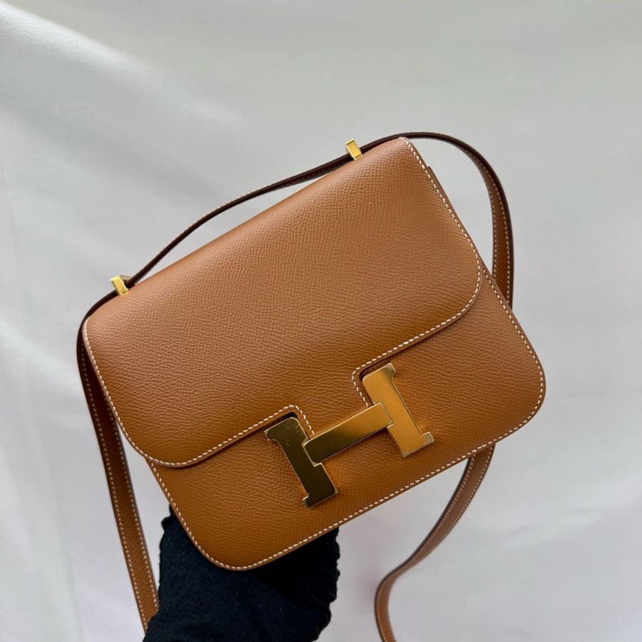 愛馬仕 HERMES Constance 18 迷你款 Epsom 金棕色 金扣 D刻-0