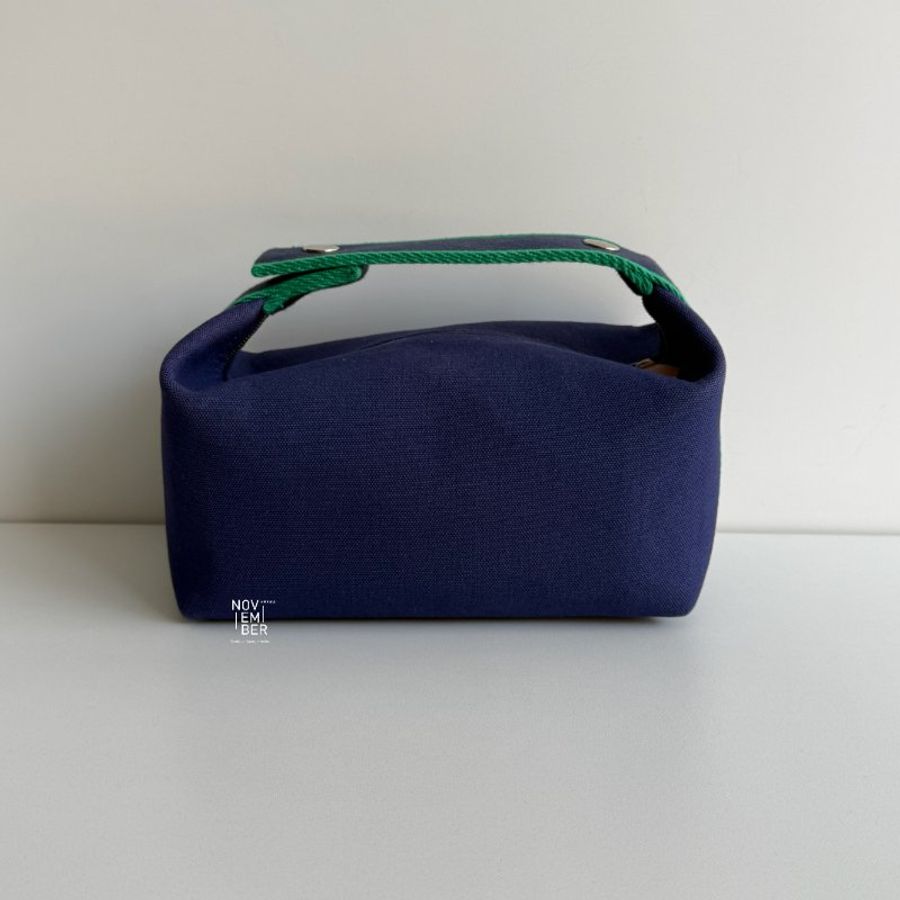 95新💙 Hermès 愛馬仕 帆布飯盒包 小號 藍色-5