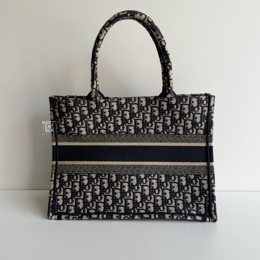 98新✨ Dior 迪奧 Book Tote 中型托特包 深藍老花💙-4