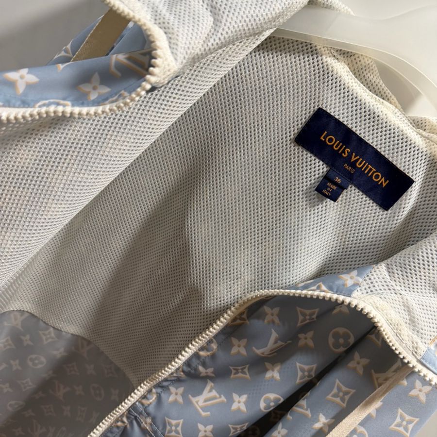 Louis Vuitton LV 老花滿版 限定款 風衣外套 藍 36號-14