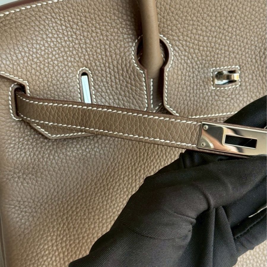 98新🤎 Hermès 愛馬仕 Birkin 35 大象灰銀釦-9