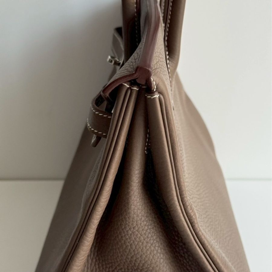 98新🤎 Hermès 愛馬仕 Birkin 35 大象灰銀釦-11