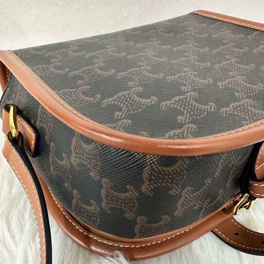 Celine 191502 老花凱旋門金釦馬鞍包 斜背包 folco triomphe-15