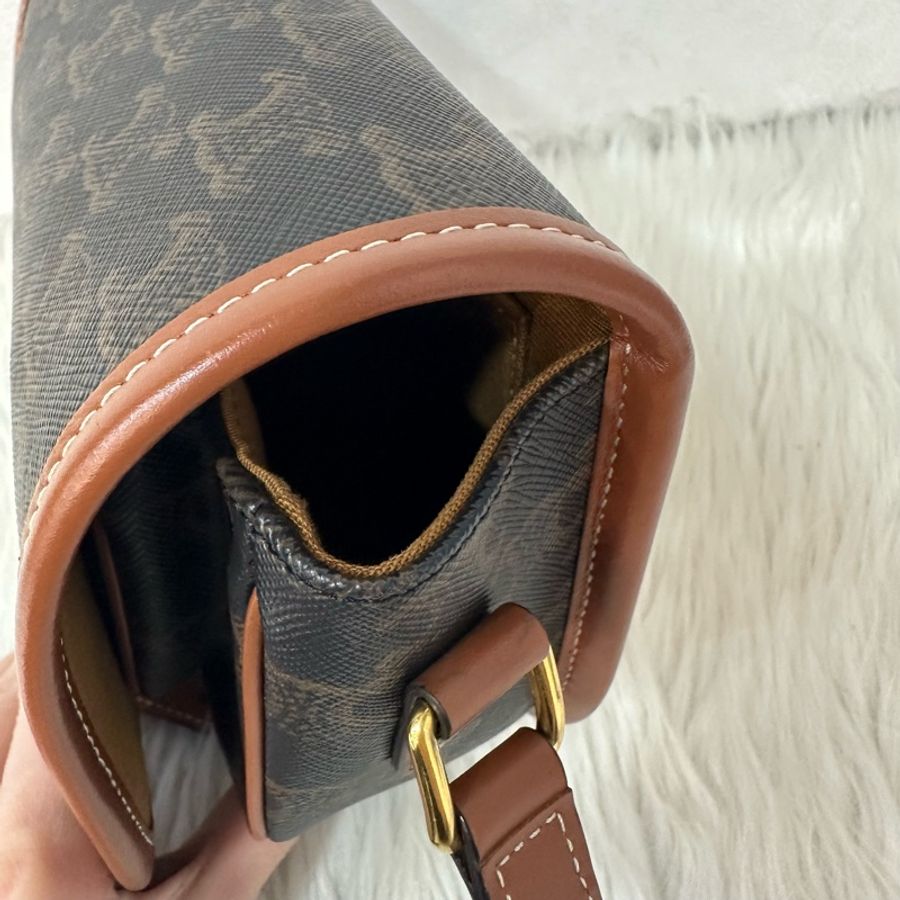 Celine 191502 老花凱旋門金釦馬鞍包 斜背包 folco triomphe-19