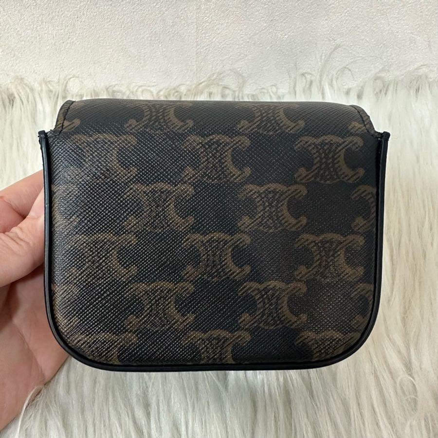 Celine 老花金釦凱旋門迷你斜背包-3