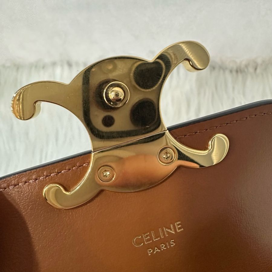 Celine 老花金釦凱旋門迷你斜背包-18