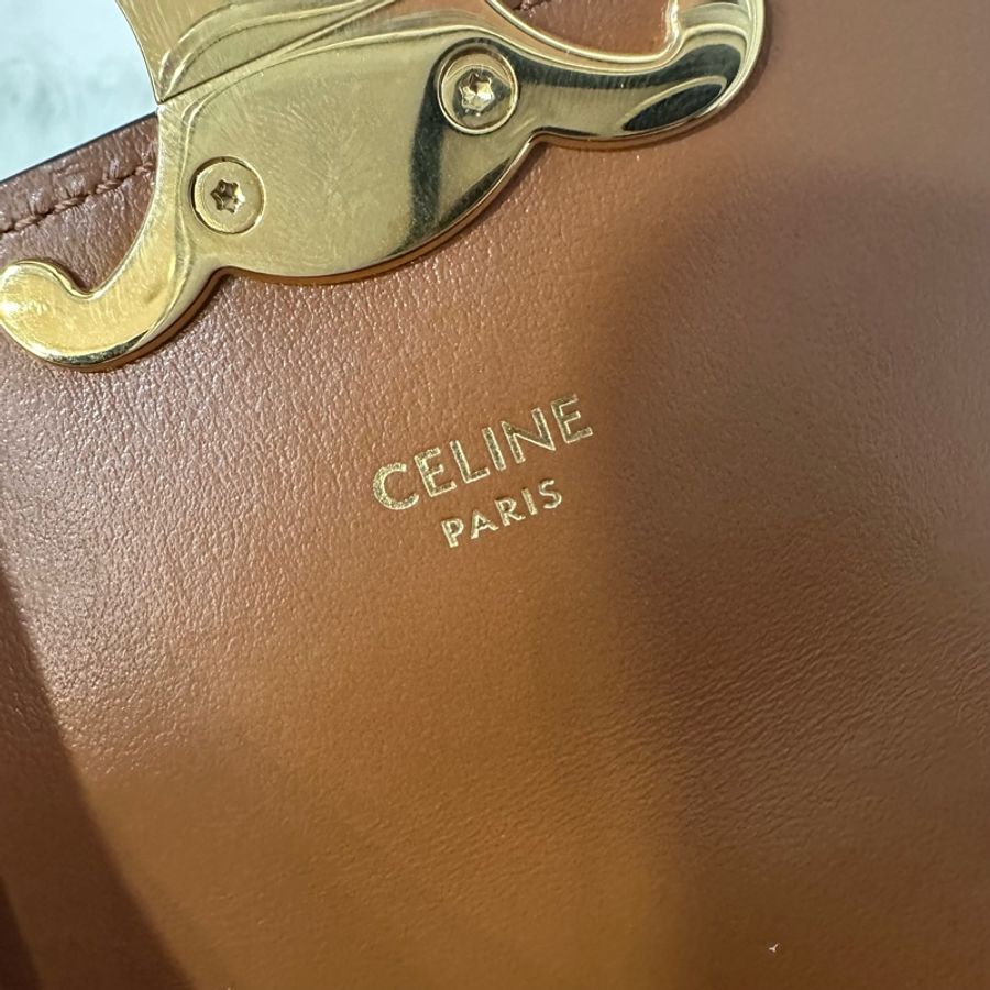 Celine 老花金釦凱旋門迷你斜背包-19