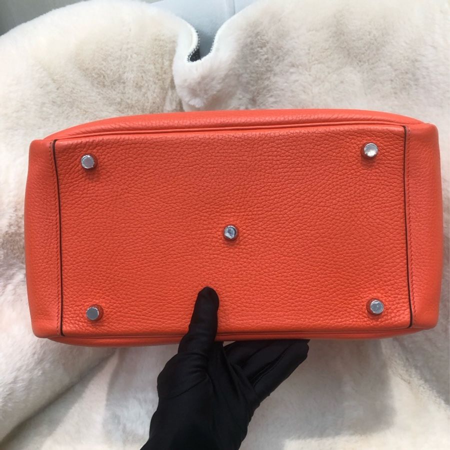 Hermes Lindy 30 銀扣火焰橙色 內裏酒紅色 XC357-5