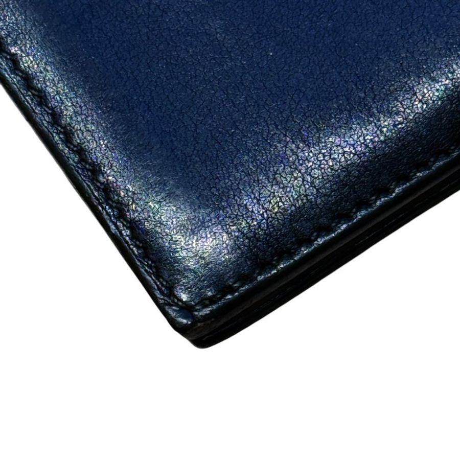 HERMES 愛馬仕 Citizen Twill 皮革 長夾 深藍色 銀釦-15