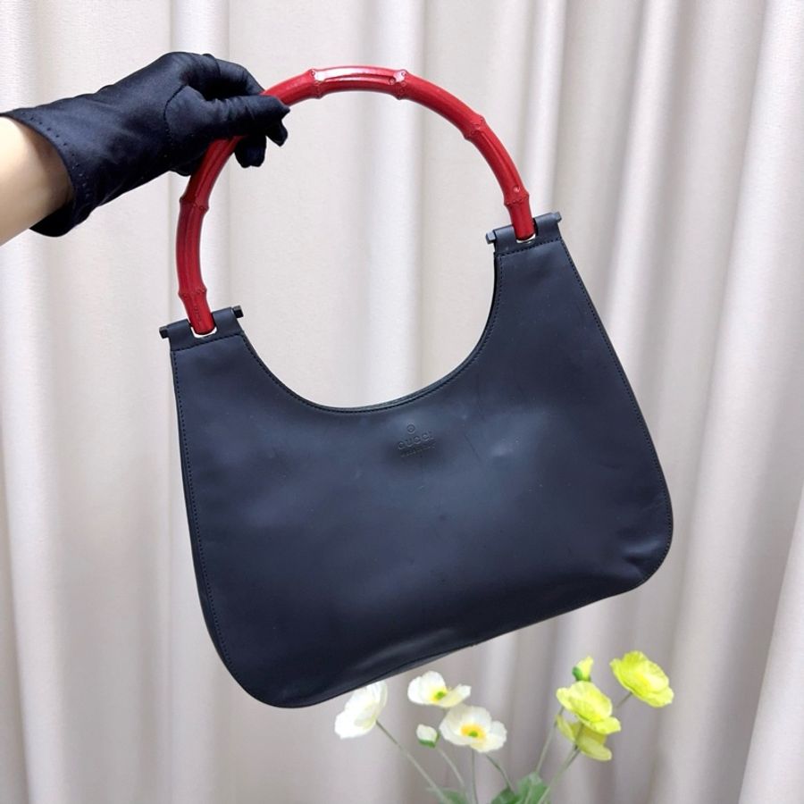 Gucci 中古竹柄包 黑配紅高級感十足-0