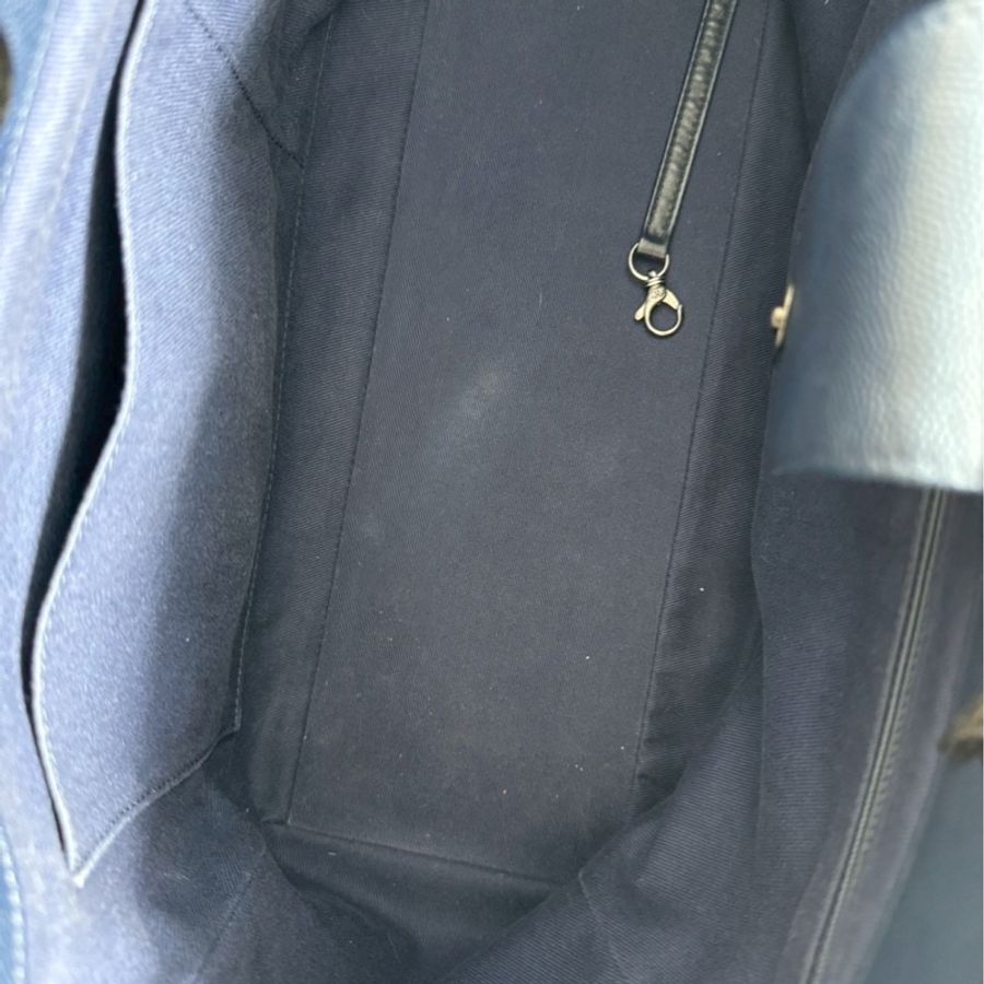 95新💙 保卡款 Chanel 香奈兒 托特包深藍色銀釦-13