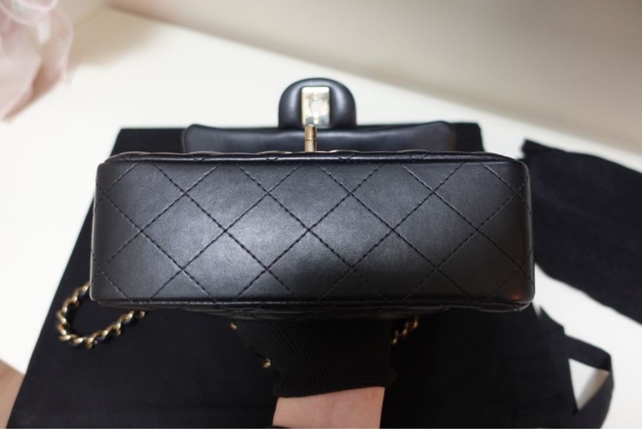 Chanel CF20 口蓋包大Mini 羊皮黑淡金扣 晶片款大全配 二手98新(專櫃價185600)-7