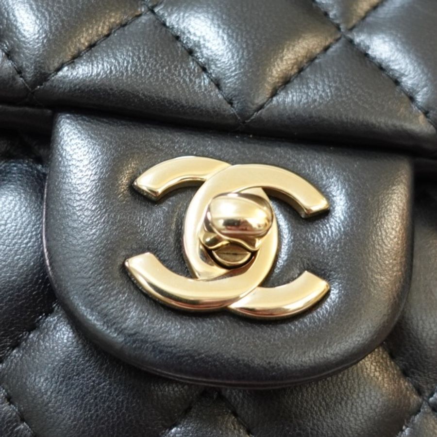 Chanel CF20 口蓋包大Mini 羊皮黑淡金扣 晶片款大全配 二手98新(專櫃價185600)-10