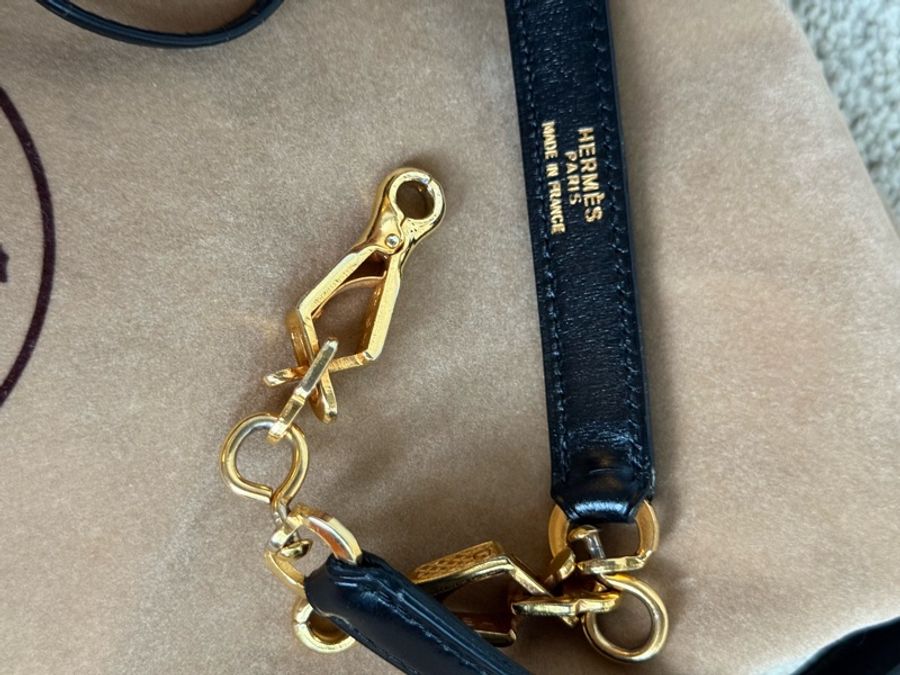 Vintage愛馬仕凱莉包 外縫Kelly 28 黑金 box 配件齊全-31