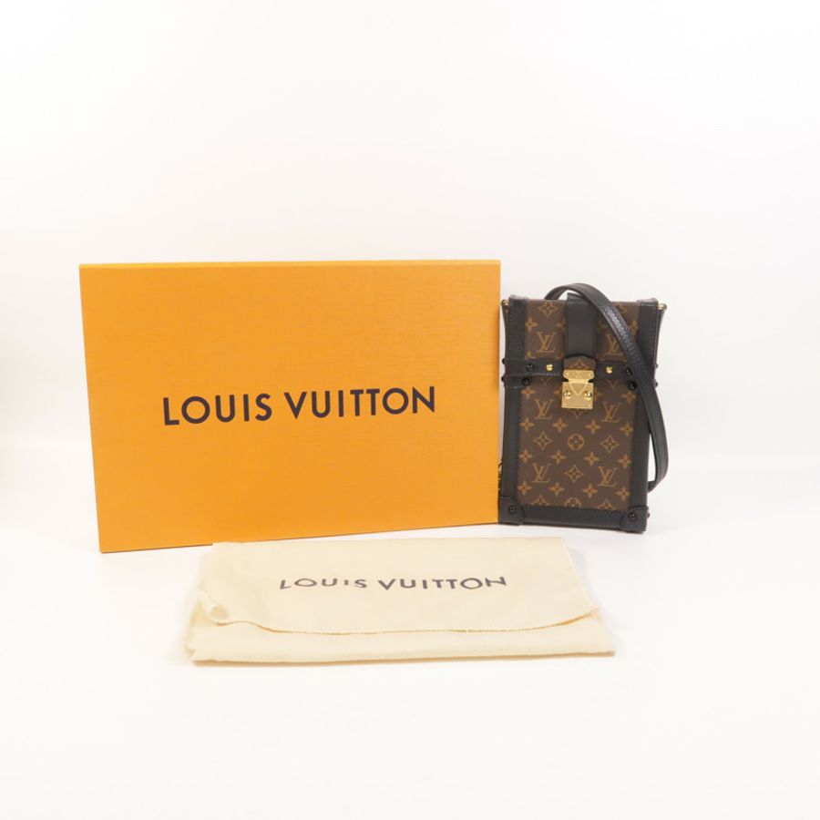 LOUIS VUITTON Monogram Pochette Trunk Vertical金扣鏈帶肩背袋-7