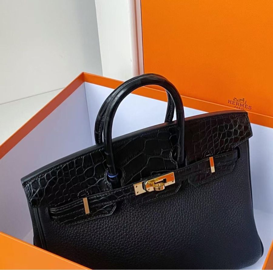 【超級保值❗️收藏家級別✨大全套有購證】Hermes黑金birkin 25 touch方塊鰐togo 皮-3